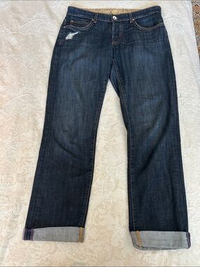 Rich & Skinny Dark Wash Skinny Jeans with Distressed Cuff Detail